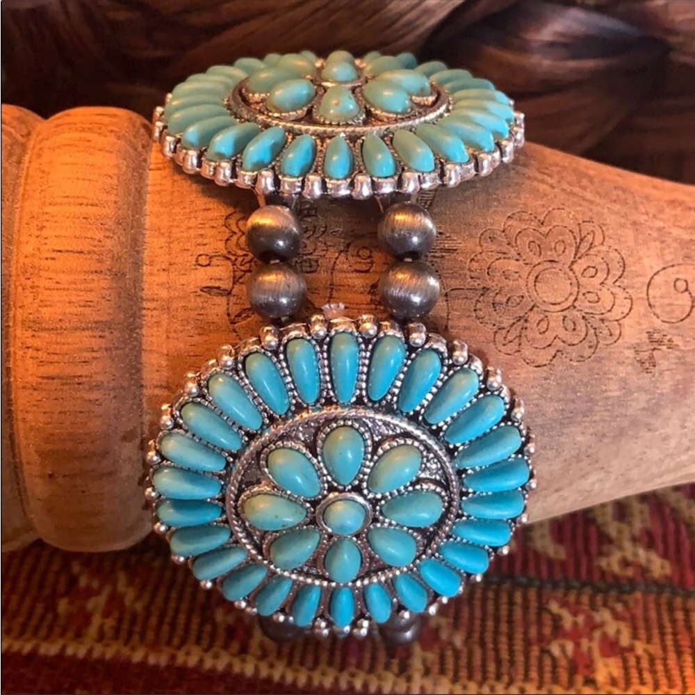 New Western Turquoise Squash Blossom Bracelet